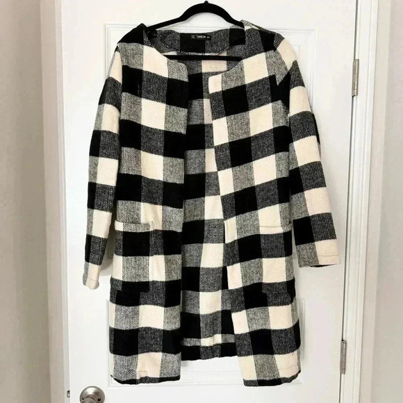 SHEIN Black and White Checkered Cardigan - Picture 1 of 2